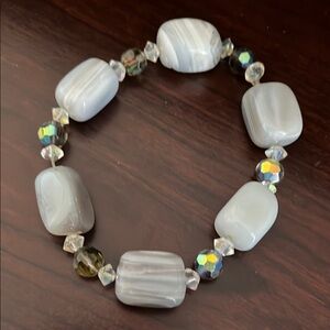 Elegant Aurora Borealis Chunky Crazy Lace Agate Bracelet